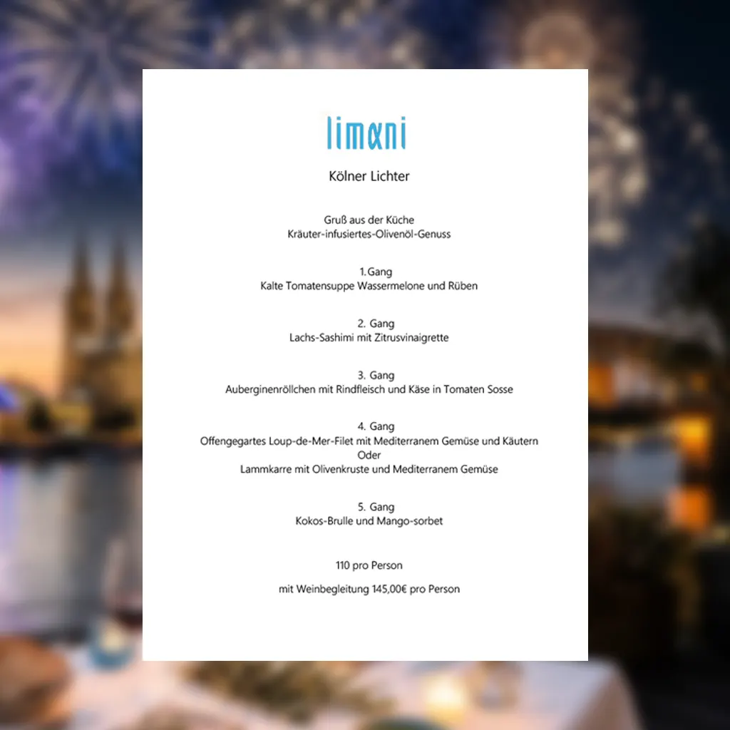 Kölner Lichter Menü im Limani